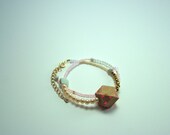 Geometric hand painted wooden bead wrap bracelet 1