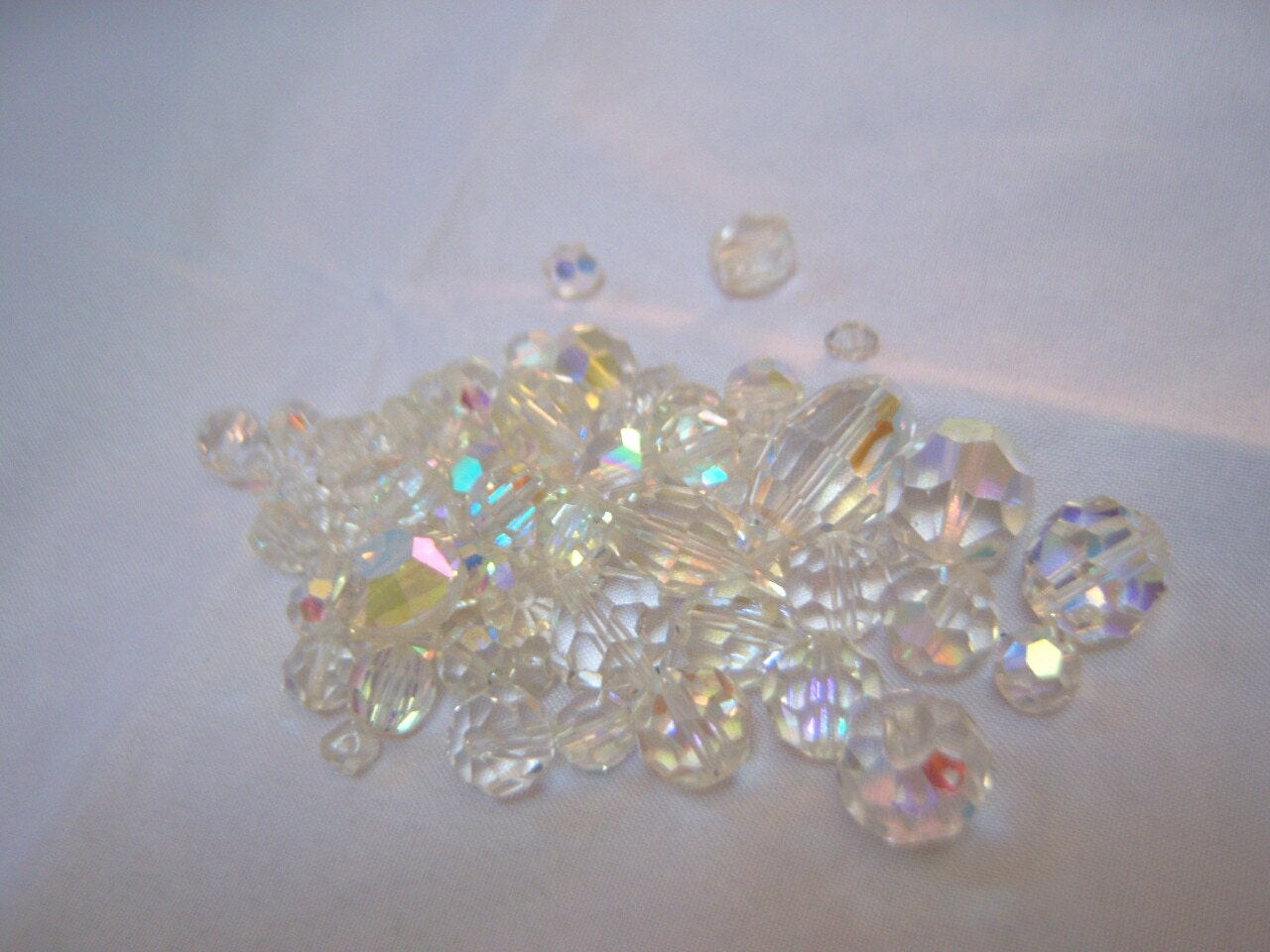 100 Clear Crystal Czech Fire Polished Glass Beads Mix