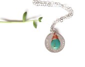peace love happiness necklace // hand stamped sterling silver necklace // wire wrapped jewelry
