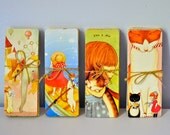 Cute Girl and Cat Bookmarks Tags
