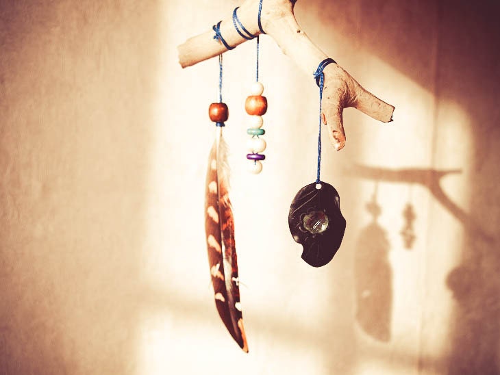 Unique Home Decor - Remembrance from the riverbank - Nursery Mobile with Natural Turkey Feather, Vintage Pendant, Pearls and Driftwood