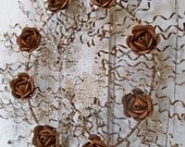 Rusty metal wall wreath with rusted roses recycled industrial farm house home decor Anita Spero