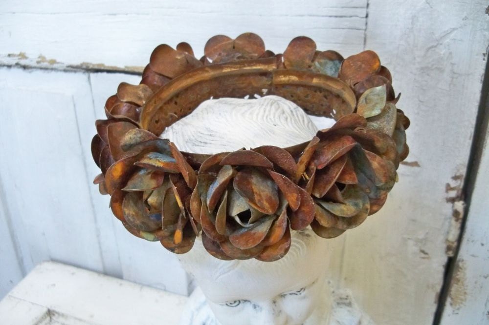 Metal crown handmade large for statues or French Santos shelf sculpture exclusively made by Anita Spero