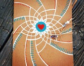 hand-painted journal / sketch pad -- ooak patriotic flower mandala notebook
