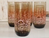 Vintage 1970's Mushroom Drinking Glasses Set of 4