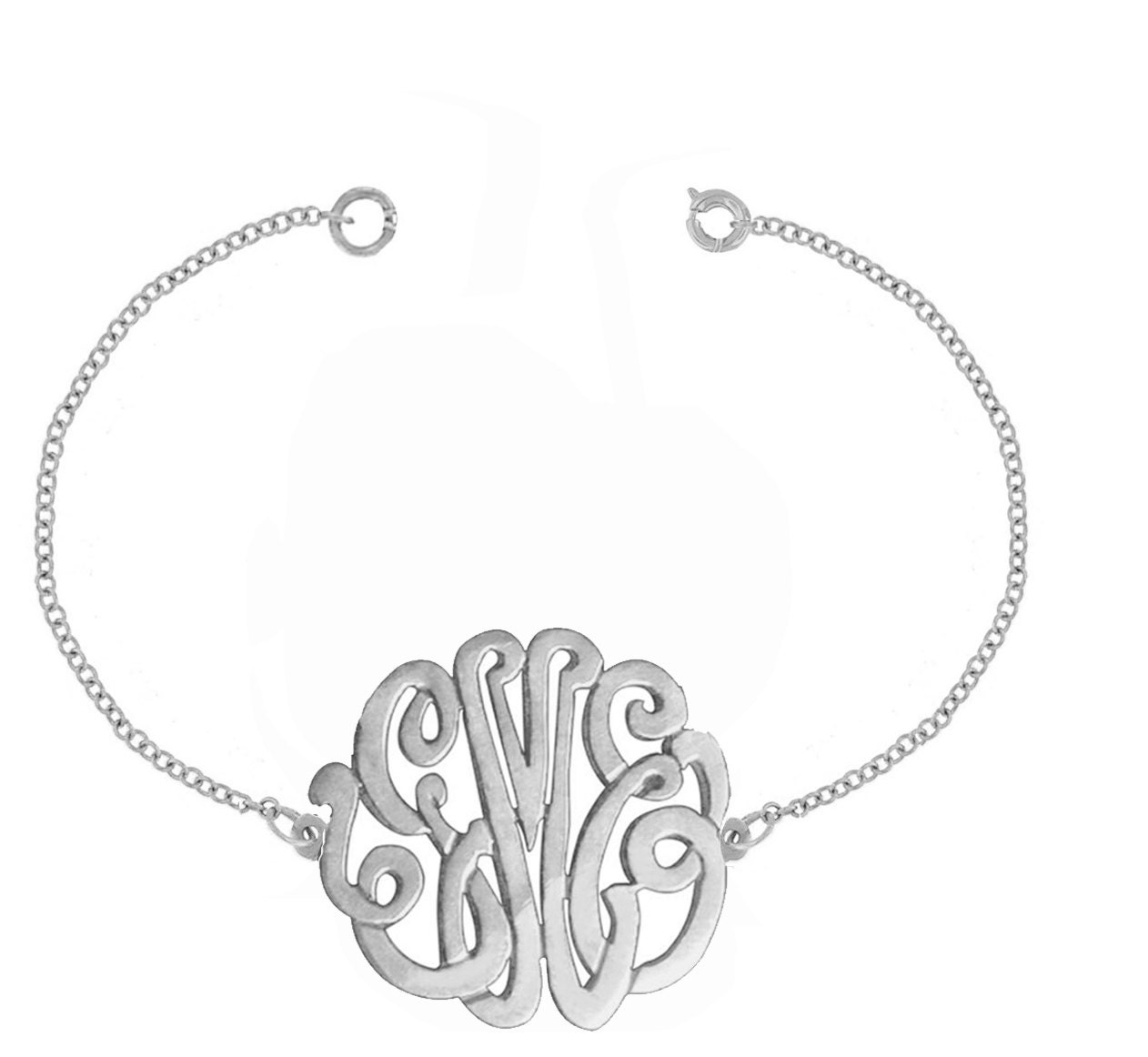 10K  White Gold Personalized Initial Bracelet (Order Any Initials)