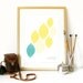 Spring Collection Poster Art Print with leafs and pastel spring colors vibrant bright lemon and pastel soft teal with pablo Neruda quote art