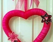 FREE SHIPPING...Hot Pink Valentine Wreath