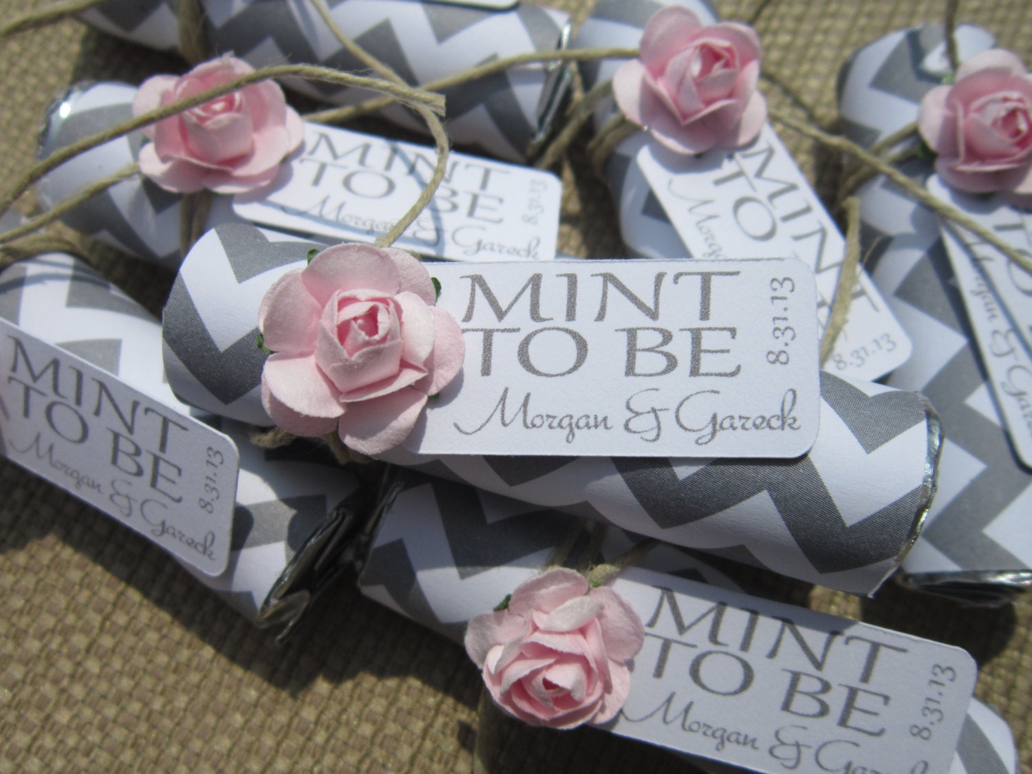 Bridal shower wedding favor - "Mint to be" favors with personalized tag