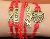Infinity bracelet love bracelet wish treen Charm Bracelet cotton ropes leather Braid Bracelet friendship gift jewelry  d-116