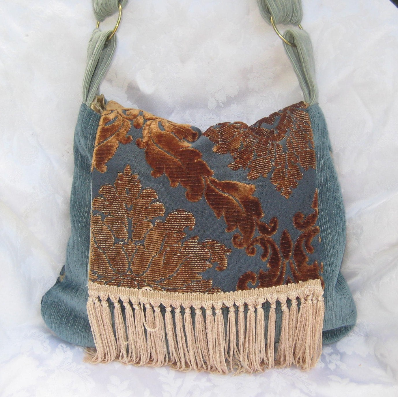 Crossbody Hippie Bags and Purses, Hobo Purse, Bohemian, Blue Chenille ...