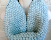 Ice Blue Warm Wool Blend Chunky Cowl