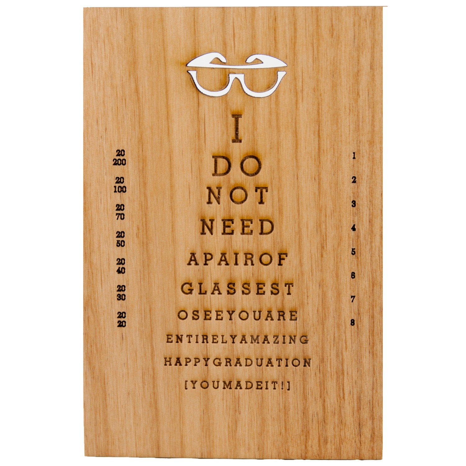 Graduation Card, Congratulations Card, Eye Chart