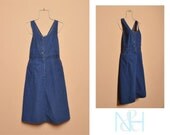 Vintage 1970s Dark Denim Jumper with Side Pockets