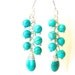 Turquoise Earrings, Cluster Earrings, Howlite Earrings, Teardrop Earrings, Gemstone Earrings, Long Earrings, Turquoise, Teal, Dangle