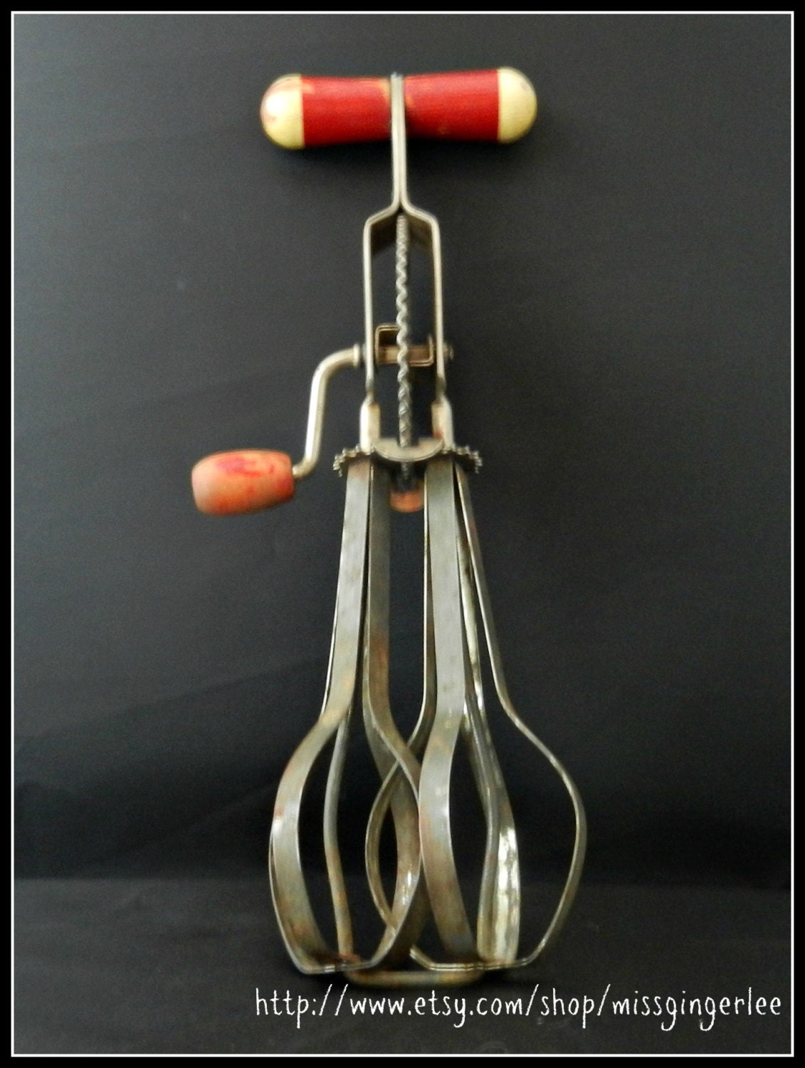 Vintage A & J EKCO Hand Beater Mixer, High Speed Super Center Drive Beater Retro Kitchen Tool