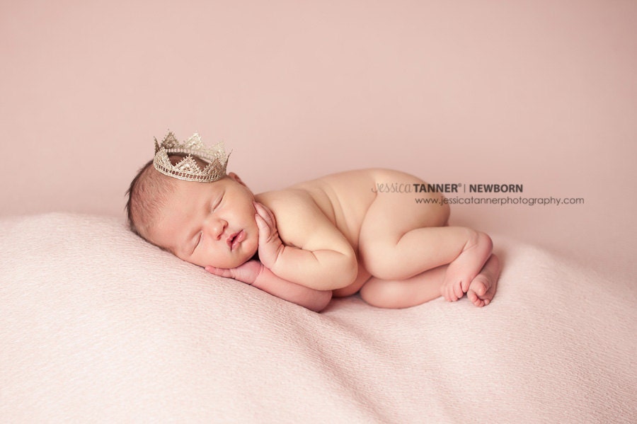 Lace Crown, Baby Photo Prop, Ivory Lace Crown, Baby Girl Princes Crown, Ivory Newborn Tiara, Champagne Lace Halo, Newborn Size