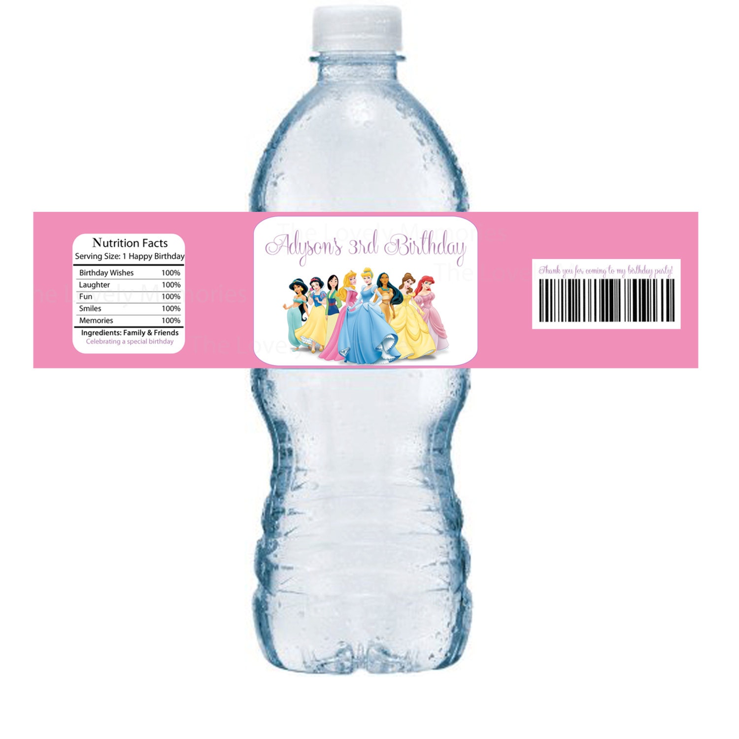 Disney Princess Birthday Personalized Water Bottle Labels- Printable DIY File Il_570xn