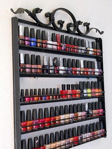 Hanging Nail Polish Wall Organizer Rack "Aganthus Leaf" Custom Design Holds 90 Bottles
