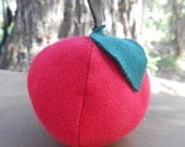 Organic Red Apple Toy/ Organic and Recycled Stuffed Food Toy/ Fun Fruit