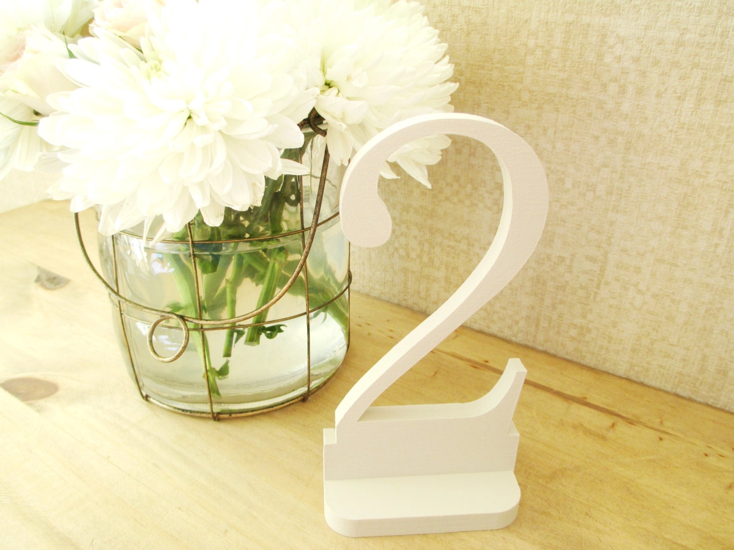 Antique Cream Wedding Table Numbers, Wooden Table Numbers, Table Numbers