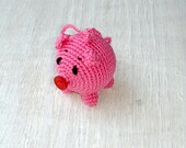 Rattle Baby toy Pink pig Crochet toy Waldorf toy
