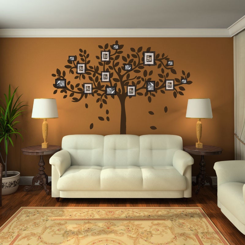 Family Tree Wall Decal Sticker Picture Frame Tree Branch Leaves Leaf Wall Art Home Decor Living Room