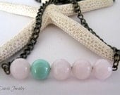 Candy Jade Bar Necklace,Baby Pink, Mint Green, Long Necklace, Mother's Day, Boho