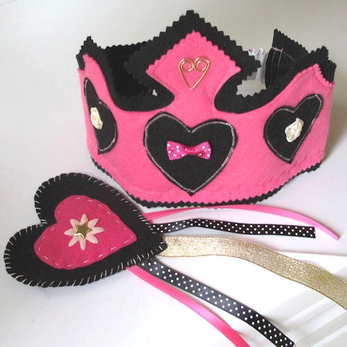 Tiara and wand, Felt Crown, Princess Crown, Fairy Wand, Dress Up Princess