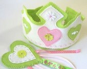 Girls First Birthday Crown and Wand, First Birthday Hat, Fairy Wand