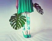 Ivory leggings with mint green flower butterflies print