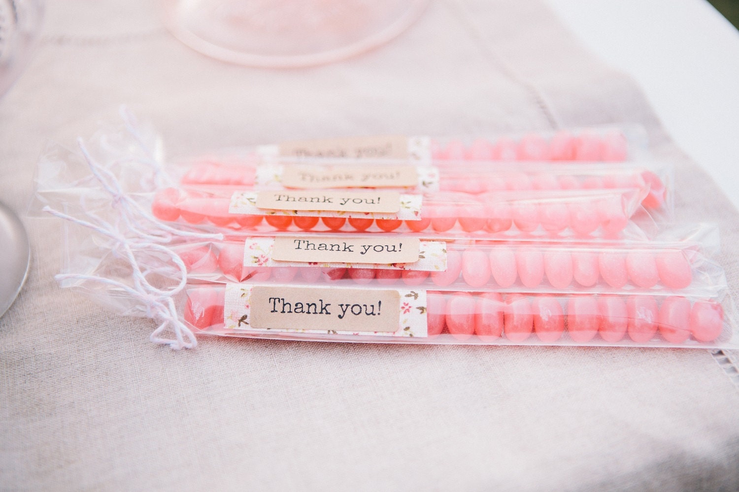Handmade Miss Peach wedding or shower favour with mini jelly beans
