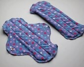 Reusable Flannel Pantyliner / Cloth Menstrual Pad - Mini Hearts in Grey - Set of 2 - 9 inch
