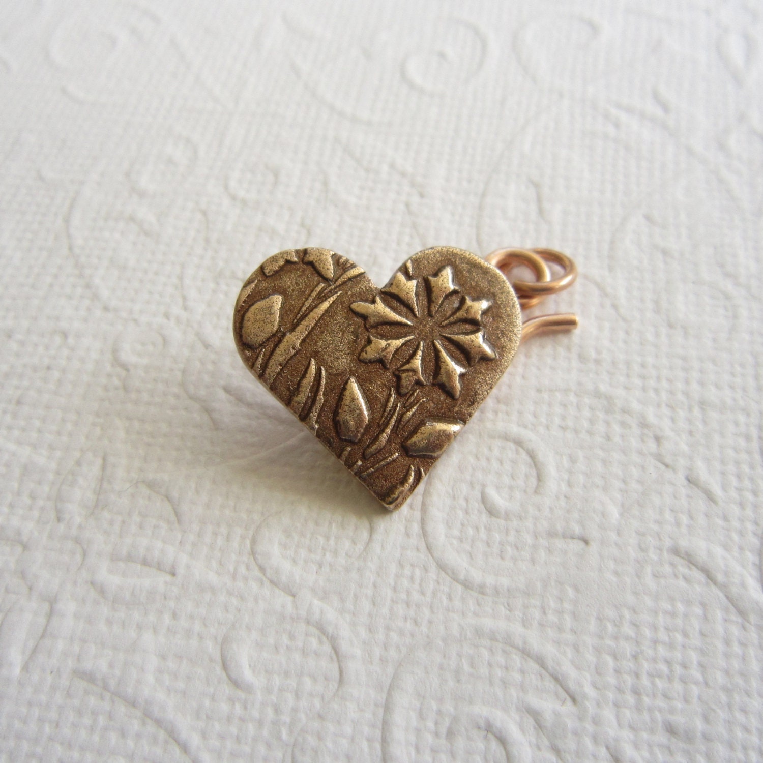 Bronze clasp set, button and hook clasp, heart clasp, handmade clasp,