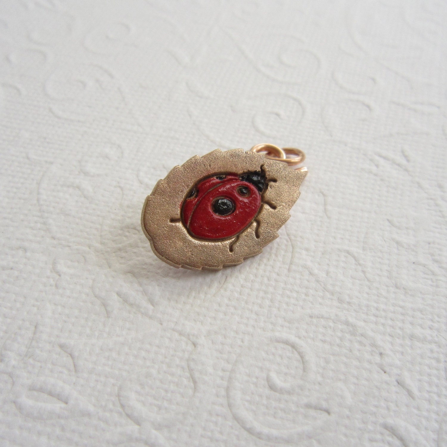 Lady bird clasp, Bronze clasp set, button and hook clasp, leaf clasp