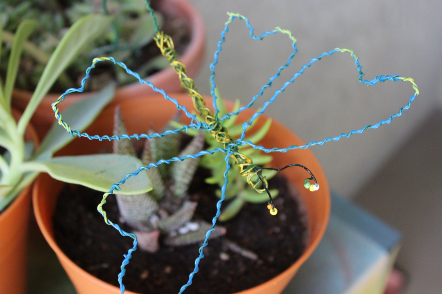 Yellow Butterfly Wire Sculpted Garden Decor