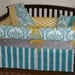 Grey and Yellow Chevron, Turquoise   Damask ,  3pc Bedding Set