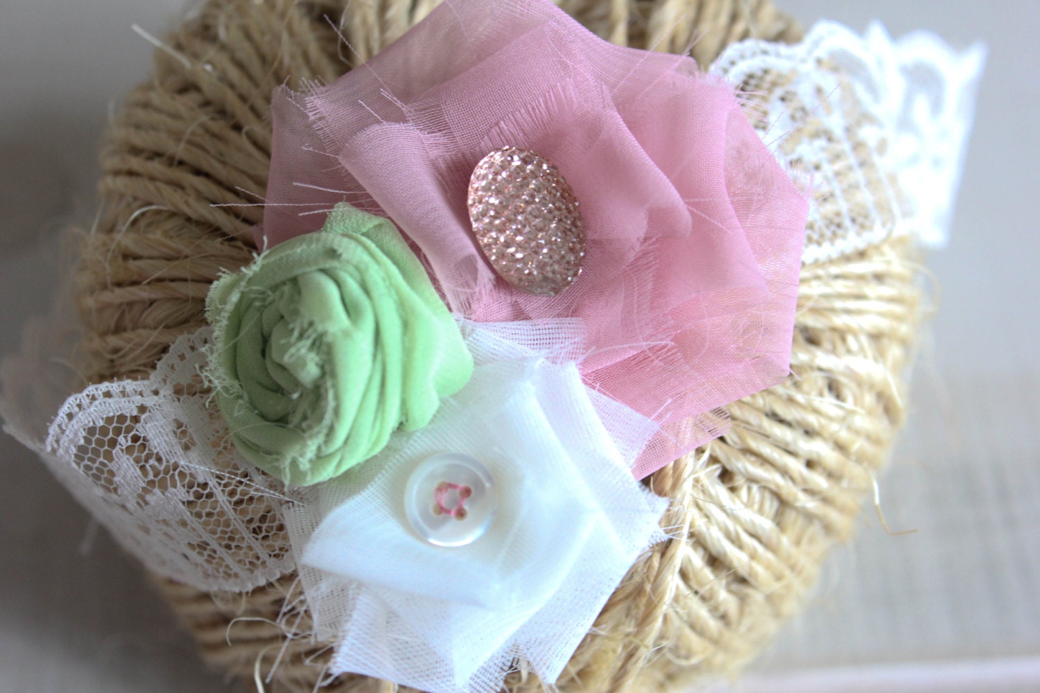 Chiffon flowers on  lace