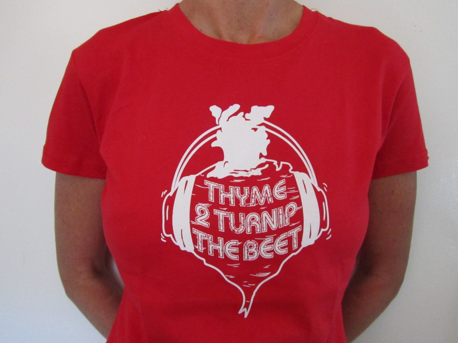 Medium Woman's "Thyme 2 Turnip the Beet" Foodie T-shirt in many colors.