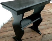 Hand Painted Black Glitter Vintage Side Table Nightstand
