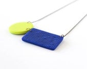 Geometric Stamped Polymer Clay Necklace, Asymmetrical Necklace