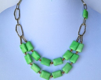 Statement Necklace with Green Turquoise Stones