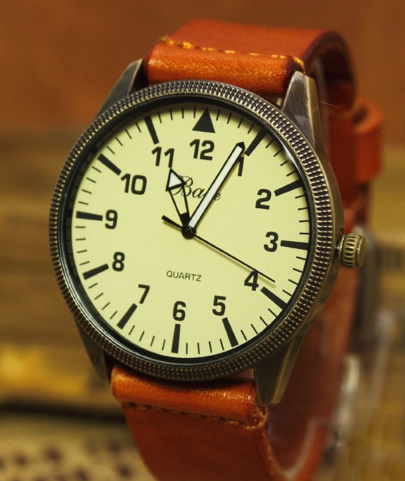 Items similar to Men Watch Men Leather Watch Big Face Watch Men