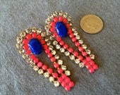 Neon Hand painted Vintage Rhinestone Earrings - Custom Made to Order