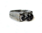 Vintage Sterling Prong Set 3 Cabochon Moonstone Ring NOS