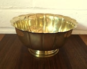 Vintage Brass Scalloped Bowl Large