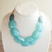 Turquoise Blue Colorblock Double Strand Statement Necklace - Bib Necklace