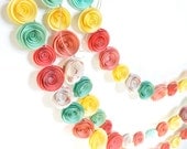 Garland Coral, Teal, Yellow Paper Flower Garland- shower, birthday party, nursery garland