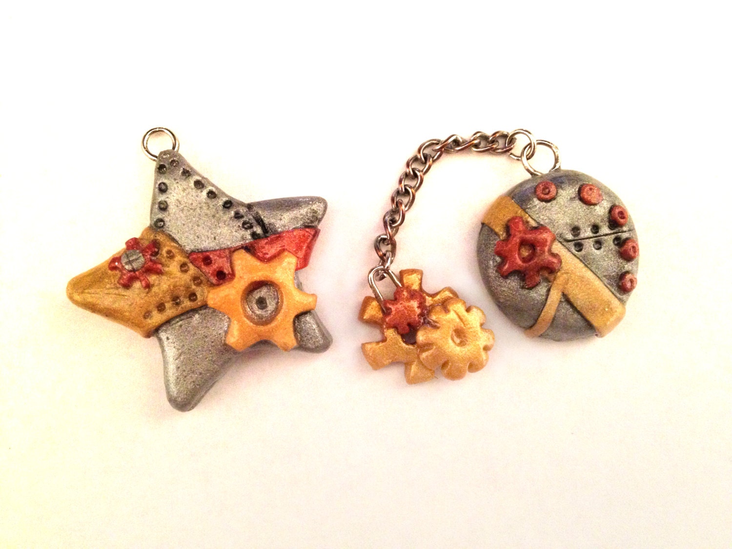 Two Steampunk Polymer Clay Charm