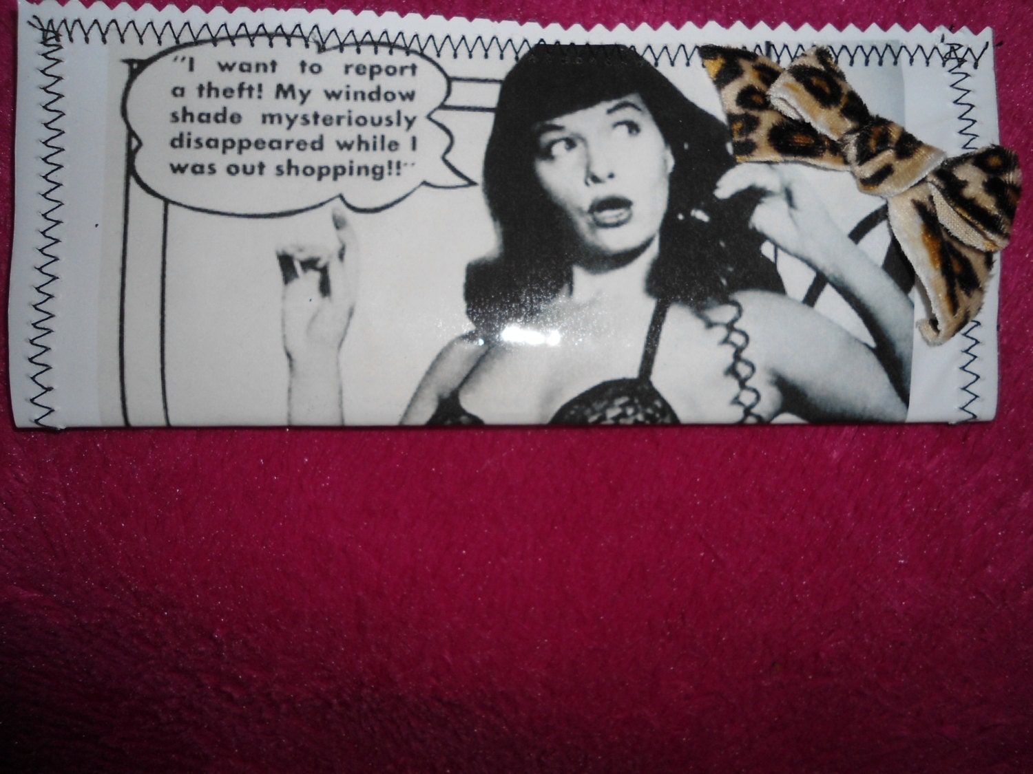 DIY Bettie Page magazine vinyl glitter  wallet please read entire listing